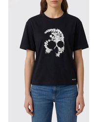 McQueen - Crew Neck Cotton T-Shirt With Skull Print - Lyst