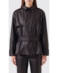 ROTATE BIRGER CHRISTENSEN - Cropped Lambskin Leather Jacket With Belt And Side Closure - Lyst