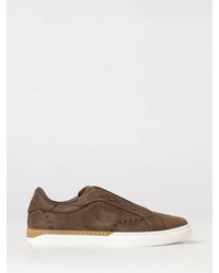 Fendi - City Hammered Leather And Nubuck Slip-On Sneakers With Printed Logo - Lyst