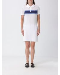 CASABLANCA - Striped Perforated-Knit Cotton-Blend Mini Polo Dress - Lyst