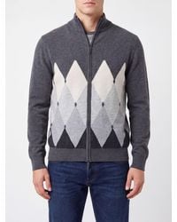 Ballantyne - Argyle Pattern 100% Cashmere Zip Cardigan - Lyst
