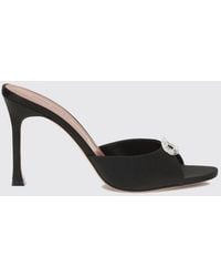 AMINA MUADDI - Camelia Satin Sandals With Crystal Embellishments And Stiletto Heel - Lyst