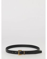 Saint Laurent - Schmaler Cassandre-Gürtel Aus Gehämmertem Leder Mit Ysl-Monogramm - Lyst