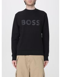 BOSS - Cotton Crew-Neck Sweatshirt With Logo - Lyst