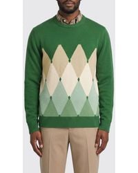 Ballantyne - Argyle Cotton And Cashmere Blend Crew Neck Sweater With Slim Fit - Lyst