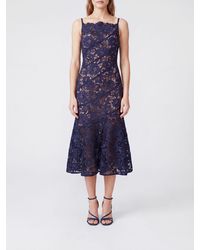 Self-Portrait - A-Line Lace Midi Dress With Square Neckline And Off-The-Shoulder Design - Lyst
