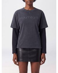 Courreges - Courr&Egrave	Ges Long-Sleeved Cotton T-Shirt With Tone-On-Tone Logo - Lyst