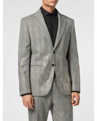 Philipp Plein - Prince Of Wales Wool Blazer With Applied Crystals - Lyst