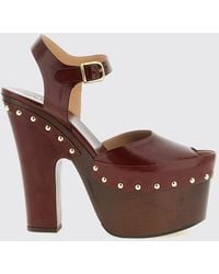 Chloé - Chlo&Eacute Meret High-Heel Calfskin Leather Sandals With Platform And Strap - Lyst