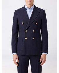 Eleventy - Double-Breasted Cotton-Blend Blazer With Peak Lapels - Lyst
