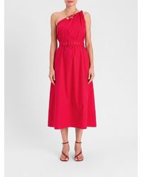 Twinset - One-Shoulder Cotton Midi Dress With Adjustable Belt - Lyst