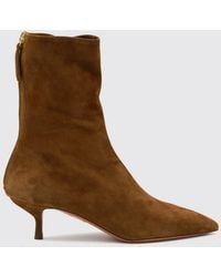 Aquazzura - Suede Ankle Boots With Spool Heel And Rear Zip Closure - Lyst
