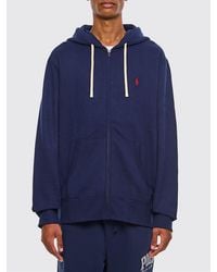 Polo Ralph Lauren - Cotton Blend Zip-Up Hoodie With Embroidered Pony Logo - Lyst