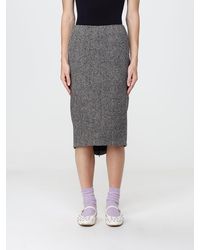 N°21 - Abstract Print Virgin Wool Midi Pencil Skirt With Asymmetric Hem - Lyst