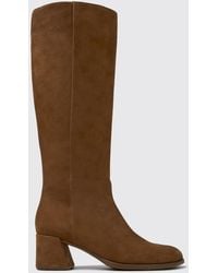 Camper - Kora Nubuck Leather Knee-High Boots With A Medium Heel And Zip - Lyst