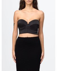 Elisabetta Franchi - Cropped Crêpe Bustier Top With Sweetheart Neckline - Lyst