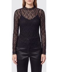 Isabel Marant - Sheer Lace Long-Sleeved Evening Top With A Crew Neck - Lyst