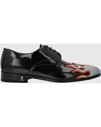 Philipp Plein - Brushed Leather Oxford Shoes With Rhinestone Application - Lyst