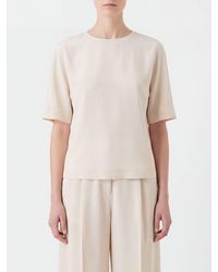 Giorgio Armani - Short-Sleeved Pure Silk Top With Crew Neck - Lyst