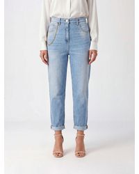 Elisabetta Franchi - High-Waisted Slim Fit Cropped Skinny Jeans - Lyst