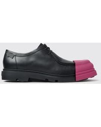 Camper - Junction Smooth Calfskin Leather Derby Shoes With Rubber Toe - Lyst