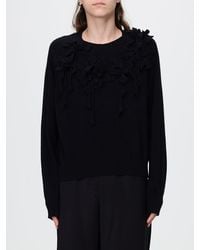 Alberta Ferretti - Floral Embroidered Virgin Wool Long-Sleeved Crewneck Jumper - Lyst
