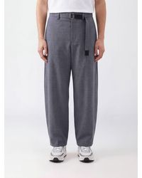 Sacai - Wide-Leg Wool Blend Trousers With Adjustable Waist Belt - Lyst