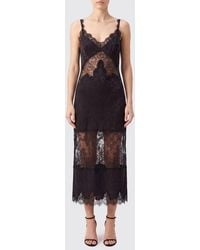 Pinko - Satin Slip Midi Dress With V-Neck And Thin Straps - Lyst