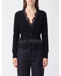 Ermanno Scervino - Pure Cashmere Cardigan With Lace And Ruffled Hem - Lyst