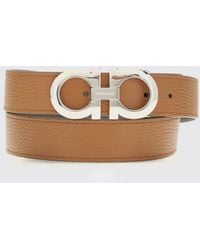 Ferragamo - Gancini Grained Calfskin Leather Belt - Lyst