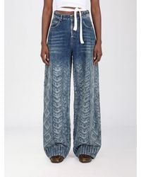 DIESEL - High-Waisted Wide-Leg Graphic Print Jeans With Five Pockets - Lyst