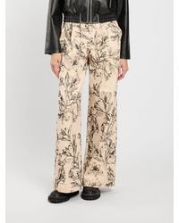 Twinset - Floral Print Stretch-Cotton Wide-Leg Trousers - Lyst