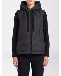 Max Mara - Padded Technical Fabric Vest With Hood And High Neck - Lyst