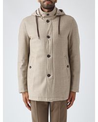 Herno - Single-Breasted Wool And Silk Coat With A Hood And High Neck - Lyst