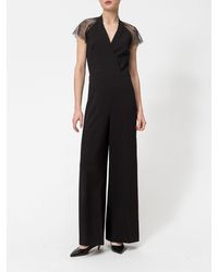 Twinset - Elegant Viscose Blend Jumpsuit With V-Neck And Lace Inserts - Lyst