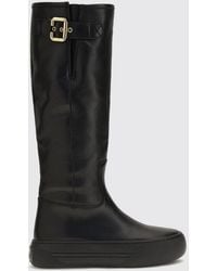 Chloé - Chlo&Eacute Delia Knee-High Lambskin Boots With Platform Sole And Round Toe - Lyst