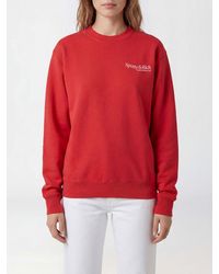 Sporty & Rich - Sporty &Amp Rich Modern Crewneck Cotton Sweatshirt With Printed Logo - Lyst
