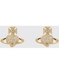 Vivienne Westwood - Orb Logo Crystal-Embellished Brass Stud Earrings - Lyst