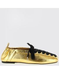Ganni - Sporty Laminated Faux Leather Ballerina Flats - Lyst