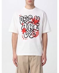 DSquared² - Crew Neck Cotton T-Shirt With Contrast Logo Print - Lyst