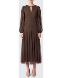 Twinset - Pleated Tulle Midi Ceremonial Dress With Crew Neck - Lyst