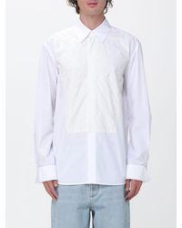 Bottega Veneta - Cotton Shirt With Embroidered Intrecciato Motif And French Collar - Lyst