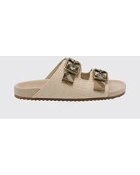 Burberry - Urchin Vintage Check Raffia And Canvas Sandals - Lyst