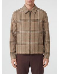 Burberry - Tartan Wool Shirt Jacket With Zip Closure - Lyst