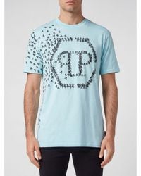 Philipp Plein - Cotton T-Shirt With Contrasting Hexagon Logo Print On The Chest - Lyst