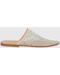 Alysi - Perforated Nylon Mules With Rhinestones - Lyst
