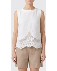 Twinset - Linen And Lace Sleeveless Top - Lyst