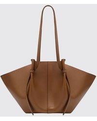 Yuzefi - Mochi Hammered Leather Flared Shoulder Bag With Laminated Logo - Lyst