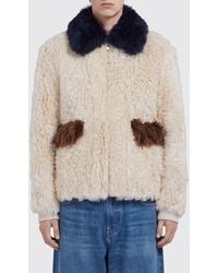 Marni - Bicolor Abstract Pattern Short Shearling Coat - Lyst