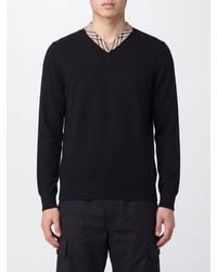 Burberry - V-Neck All-Over Vintage Check Wool Jumper - Lyst